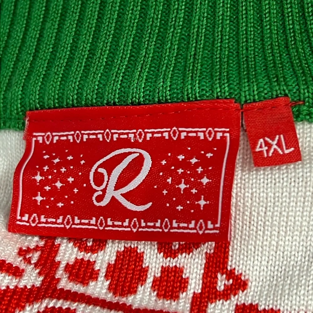Ranboo Men's Necktie Holiday Christmas Long Sleeve Crewneck Sweater Size 4XL